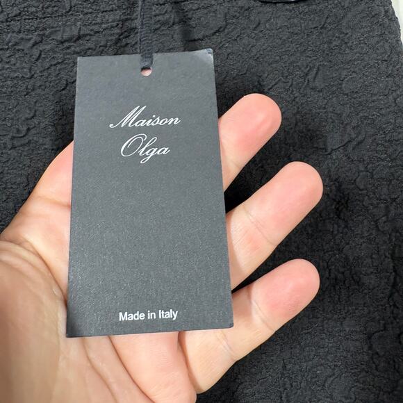 Maison Olga 2 Textured Pencil Knee Length Skirt Korubo Black Cotton Stretch - Picture 8 of 9